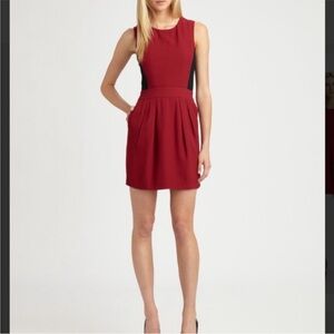 Theory Darua Dress Corpcore Sleeveless Tailor Red Size 8 Career Chic Office Wear